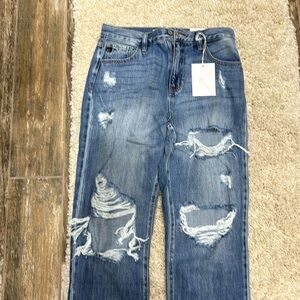 Kancan destroyed wide leg jeans